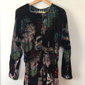 Zara | Velvet Draped Burnout Dress